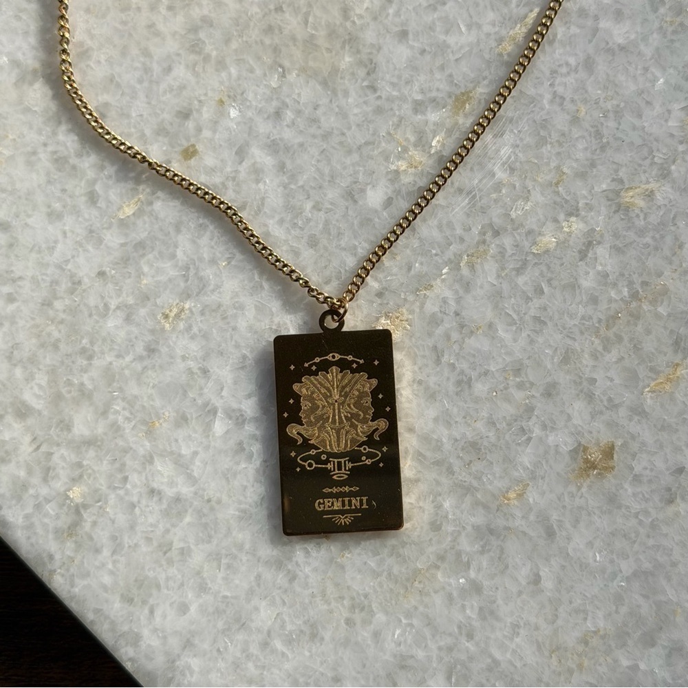 Gold Gemini Zodiac Necklace - Picture 3 of 3